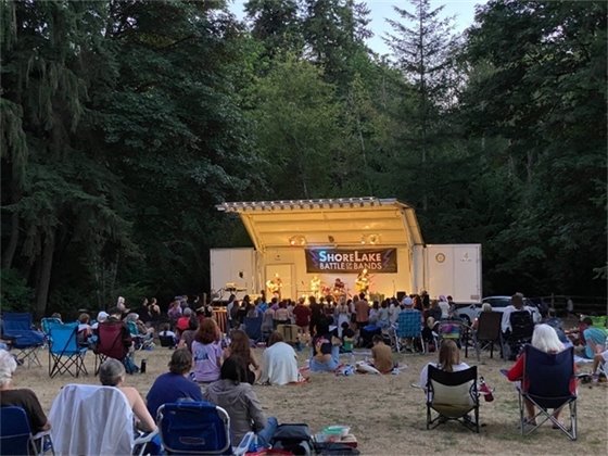 Audience watching the 2021 Battle of the Bands at Pfingst Animal Acres Park